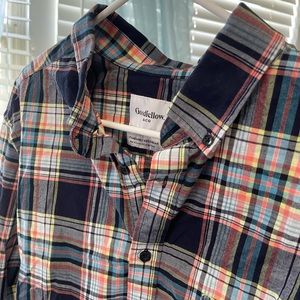 Good Fellow & Co Standard Fit Blue pink Plaid Button down casual Dress shirt